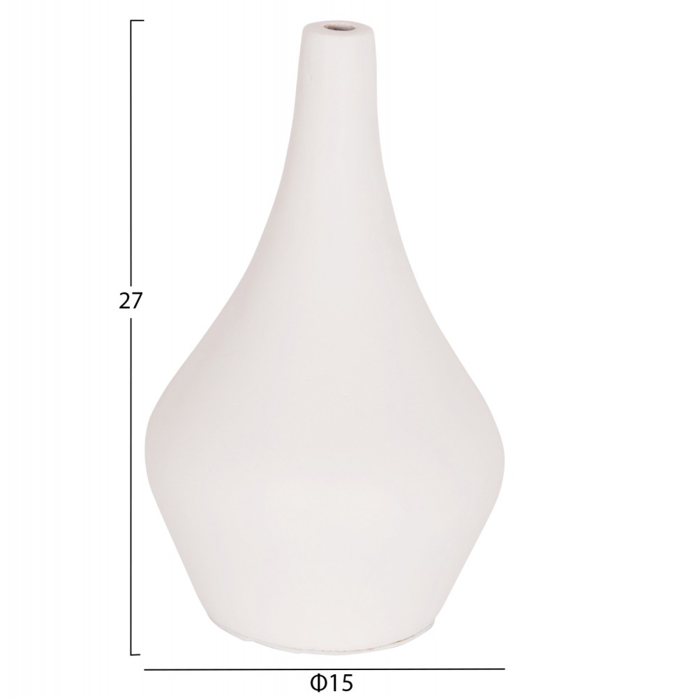 Επιτραπέζιο διακοσμητικό βάζο "DENI" από fiber cement σε χρώμα λευκό Φ15x27