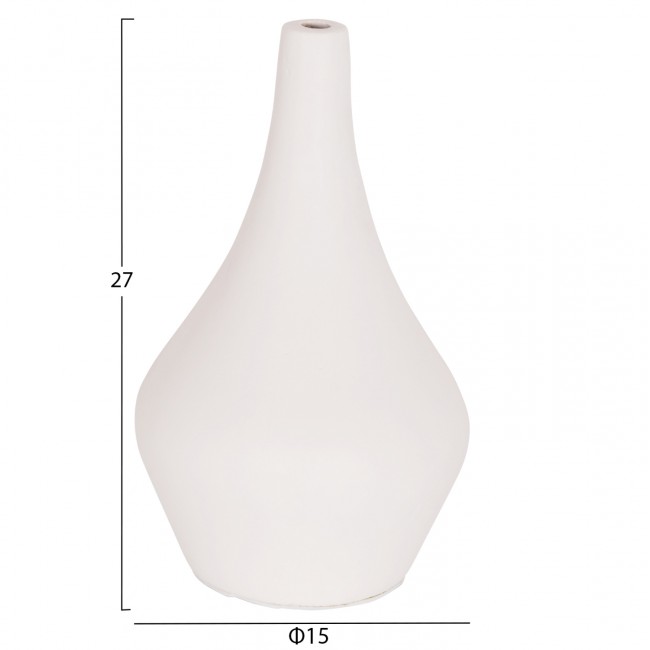 Επιτραπέζιο διακοσμητικό βάζο "DENI" από fiber cement σε χρώμα λευκό Φ15x27