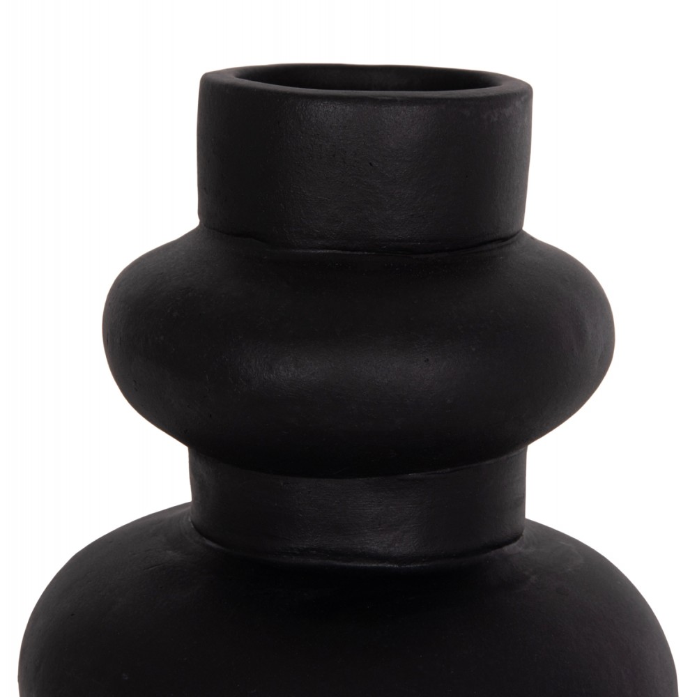 Επιτραπέζιο διακοσμητικό βάζο "LEMA" από τερακότα σε χρώμα μαύρο Φ22x29