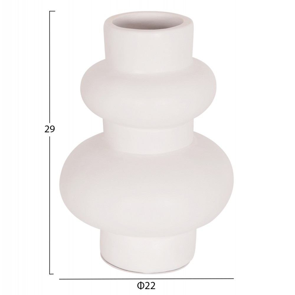 Επιτραπέζιο διακοσμητικό βάζο "LEMA" από τερακότα σε χρώμα λευκό Φ22x29