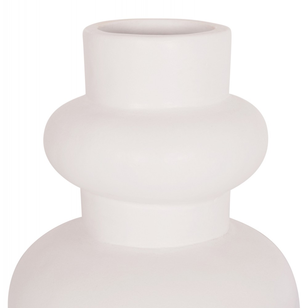 Επιτραπέζιο διακοσμητικό βάζο "LEMA" από τερακότα σε χρώμα λευκό Φ22x29