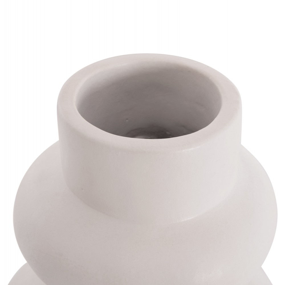 Επιτραπέζιο διακοσμητικό βάζο "LEMA" από τερακότα σε χρώμα λευκό Φ22x29
