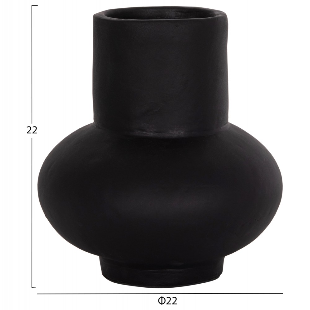 Επιτραπέζιο διακοσμητικό βάζο "LEMA" από τερακότα σε χρώμα μαύρο Φ22x22