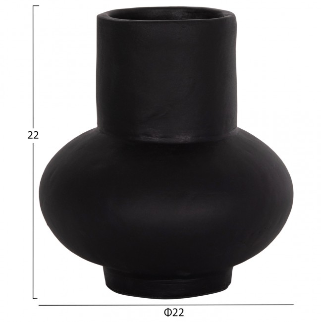 Επιτραπέζιο διακοσμητικό βάζο "LEMA" από τερακότα σε χρώμα μαύρο Φ22x22