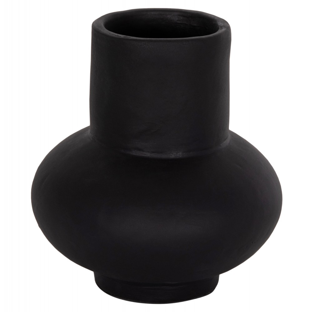 Επιτραπέζιο διακοσμητικό βάζο "LEMA" από τερακότα σε χρώμα μαύρο Φ22x22