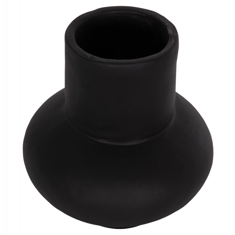 Επιτραπέζιο διακοσμητικό βάζο "LEMA" από τερακότα σε χρώμα μαύρο Φ22x22