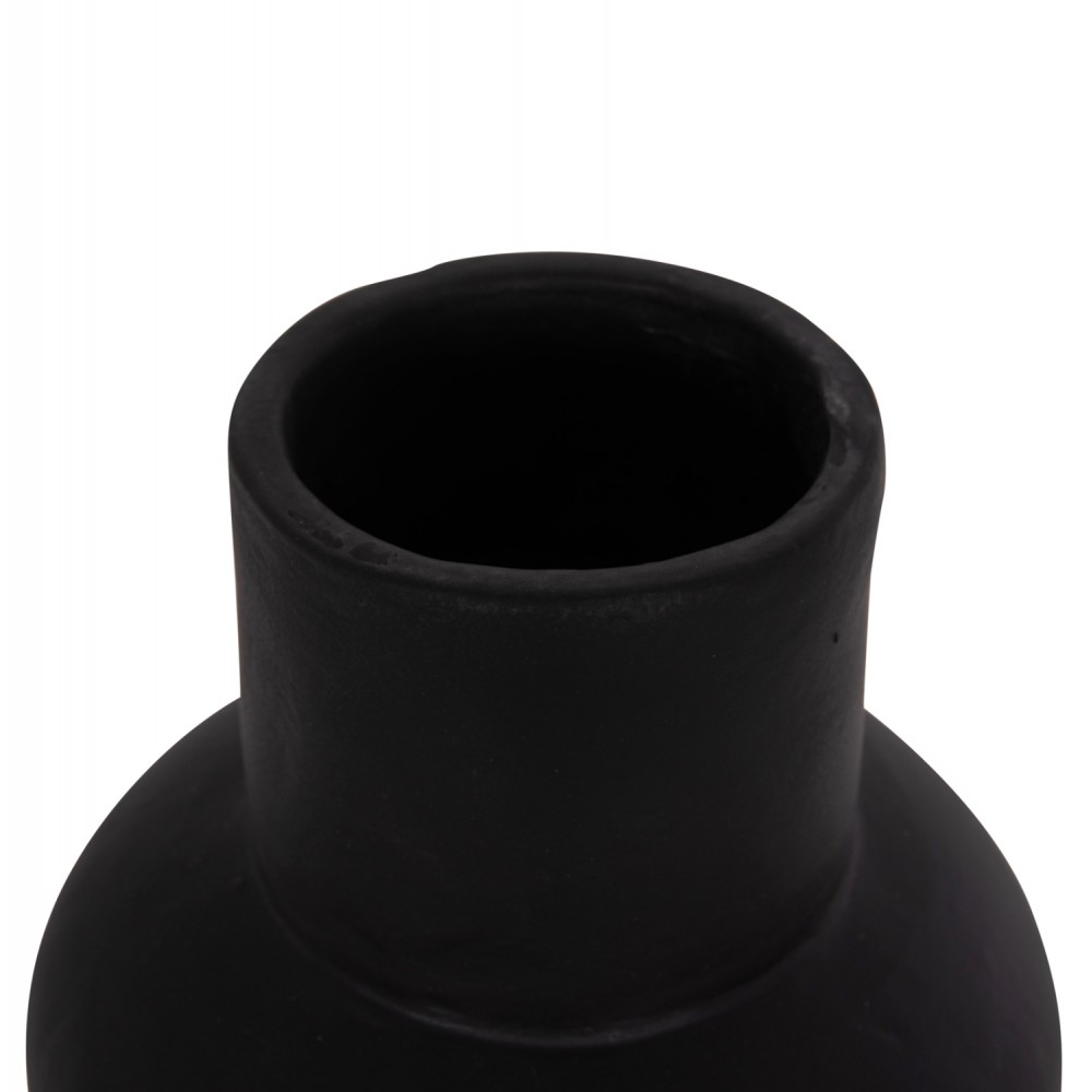 Επιτραπέζιο διακοσμητικό βάζο "LEMA" από τερακότα σε χρώμα μαύρο Φ22x22