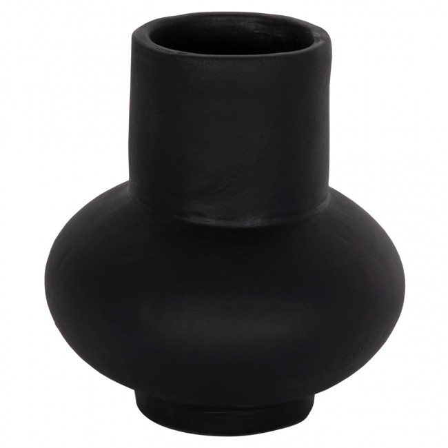 Επιτραπέζιο διακοσμητικό βάζο "LEMA" από τερακότα σε χρώμα μαύρο Φ22x22