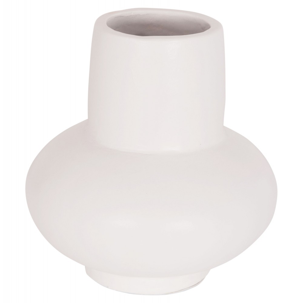 Επιτραπέζιο διακοσμητικό βάζο "LEMA" από τερακότα σε χρώμα λευκό Φ22x22