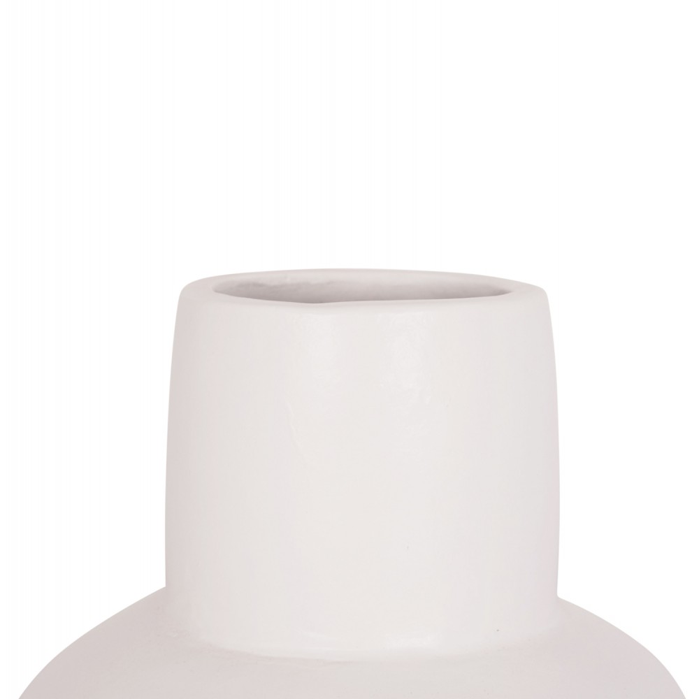 Επιτραπέζιο διακοσμητικό βάζο "LEMA" από τερακότα σε χρώμα λευκό Φ22x22