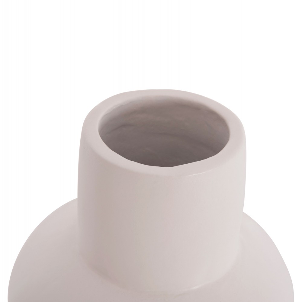 Επιτραπέζιο διακοσμητικό βάζο "LEMA" από τερακότα σε χρώμα λευκό Φ22x22