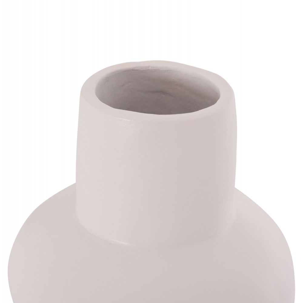 Επιτραπέζιο διακοσμητικό βάζο "LEMA" από τερακότα σε χρώμα λευκό Φ22x22