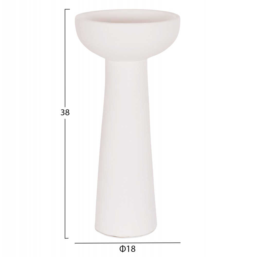 Επιτραπέζιο διακοσμητικό βάζο "LEKKAN" από τερακότα σε χρώμα λευκό Φ18x38