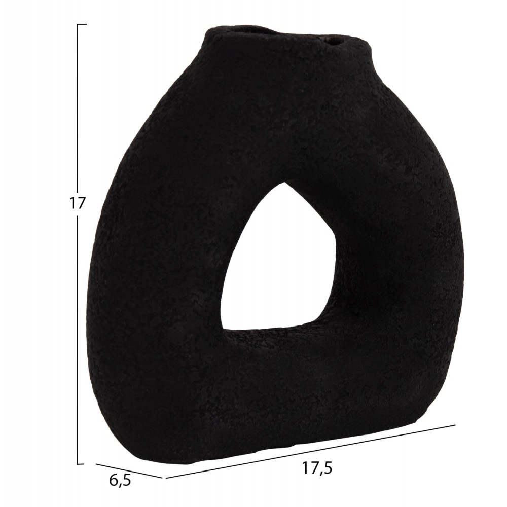 Επιτραπέζιο διακοσμητικό βάζο "DECANT" από τερακότα σε χρώμα μαύρο 17.5x6.5x17