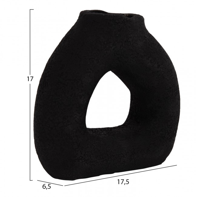 Επιτραπέζιο διακοσμητικό βάζο "DECANT" από τερακότα σε χρώμα μαύρο 17.5x6.5x17