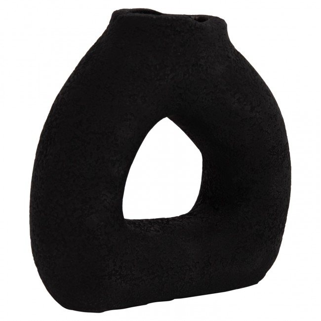 Επιτραπέζιο διακοσμητικό βάζο "DECANT" από τερακότα σε χρώμα μαύρο 17.5x6.5x17