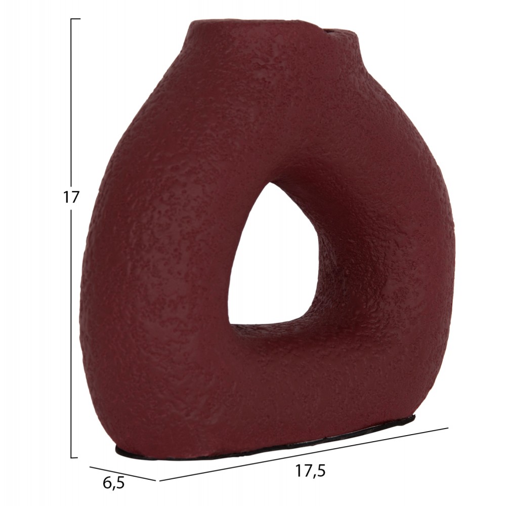 Επιτραπέζιο διακοσμητικό βάζο "DECANT" από τερακότα σε χρώμα βυσσινί 17.5x6.5x17