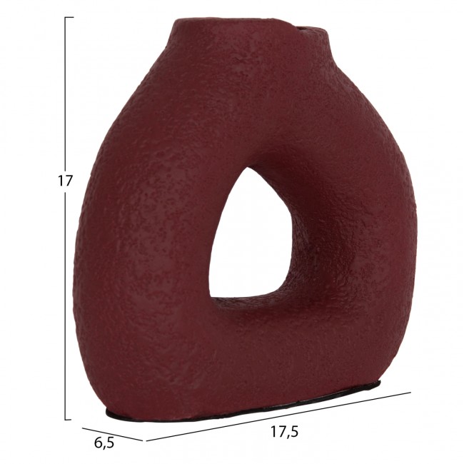 Επιτραπέζιο διακοσμητικό βάζο "DECANT" από τερακότα σε χρώμα βυσσινί 17.5x6.5x17