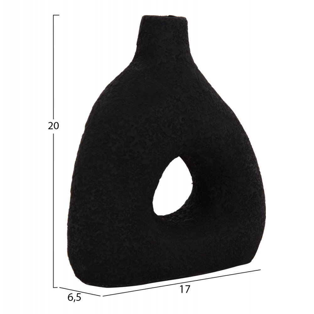 Επιτραπέζιο διακοσμητικό βάζο "DECANT" από τερακότα σε χρώμα μαύρο 17x6.5x20