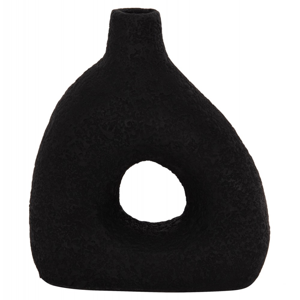 Επιτραπέζιο διακοσμητικό βάζο "DECANT" από τερακότα σε χρώμα μαύρο 17x6.5x20