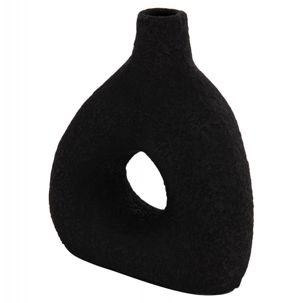 Επιτραπέζιο διακοσμητικό βάζο "DECANT" από τερακότα σε χρώμα μαύρο 17x6.5x20