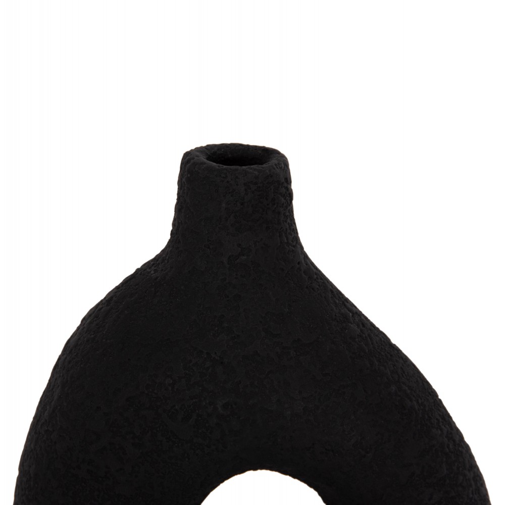 Επιτραπέζιο διακοσμητικό βάζο "DECANT" από τερακότα σε χρώμα μαύρο 17x6.5x20