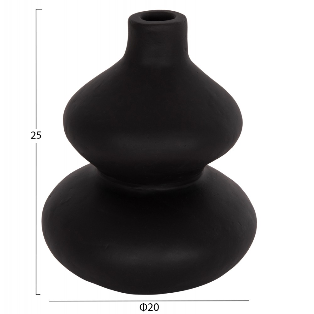 Επιτραπέζιο διακοσμητικό βάζο "CHELIN" από τερακότα σε χρώμα μαύρο Φ20x25