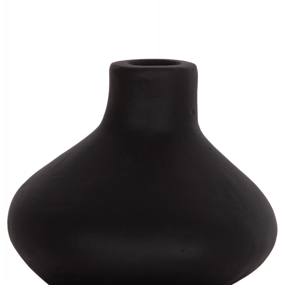 Επιτραπέζιο διακοσμητικό βάζο "CHELIN" από τερακότα σε χρώμα μαύρο Φ20x25