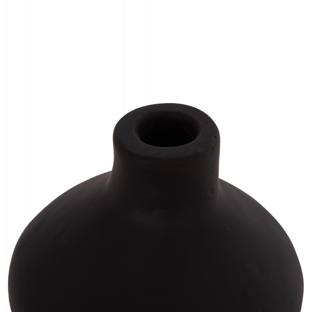 Επιτραπέζιο διακοσμητικό βάζο "CHELIN" από τερακότα σε χρώμα μαύρο Φ20x25