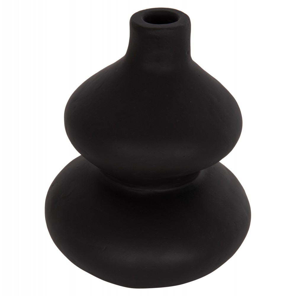 Επιτραπέζιο διακοσμητικό βάζο "CHELIN" από τερακότα σε χρώμα μαύρο Φ20x25