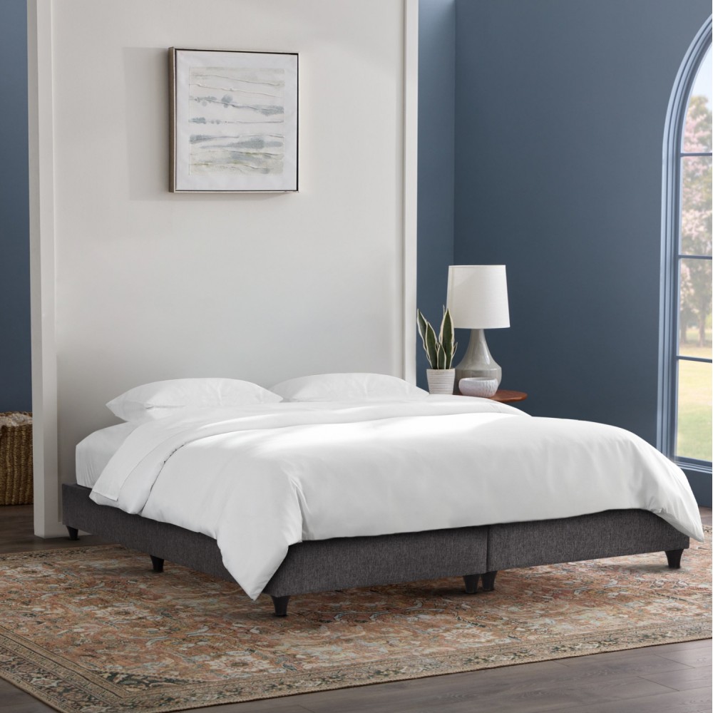 Κρεβάτι-υπόστρωμα διπλό "SIGGY" από ύφασμα σε χρώμα γκρι 160x200