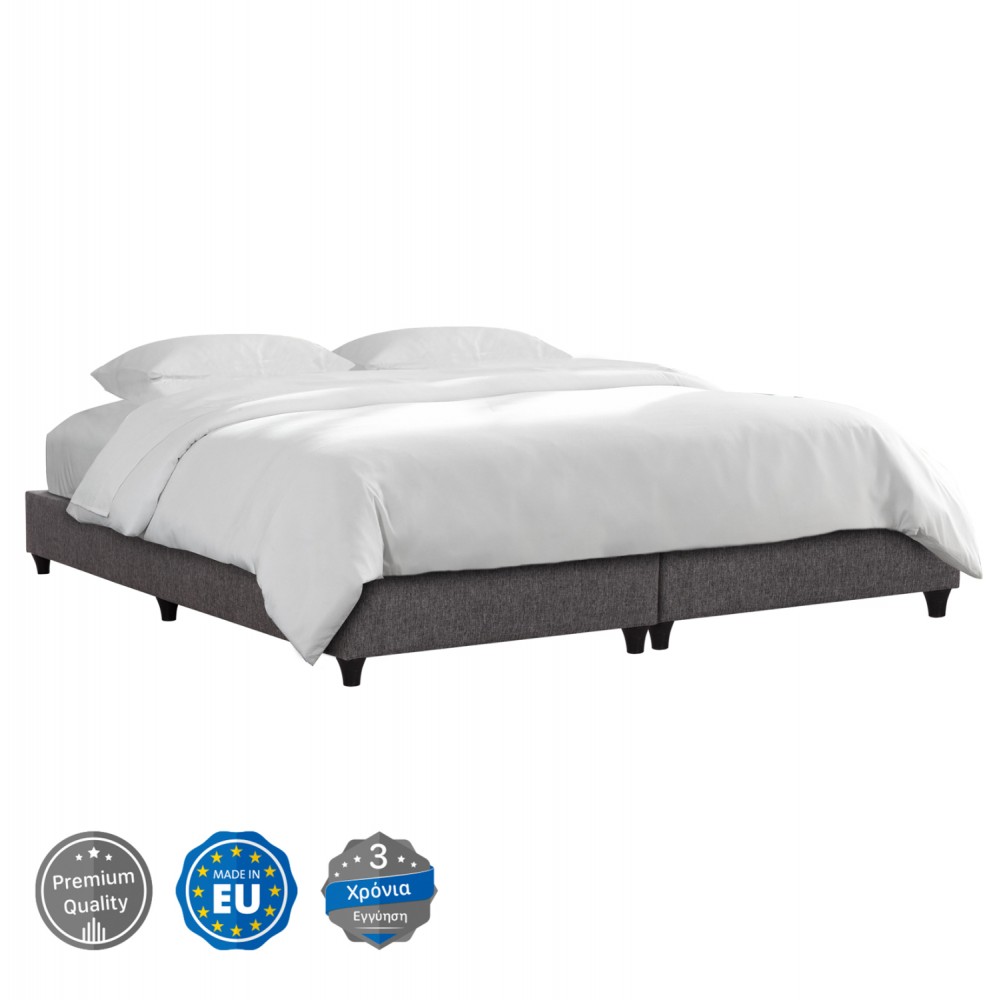 Κρεβάτι-υπόστρωμα διπλό "SIGGY" από ύφασμα σε χρώμα γκρι 160x200