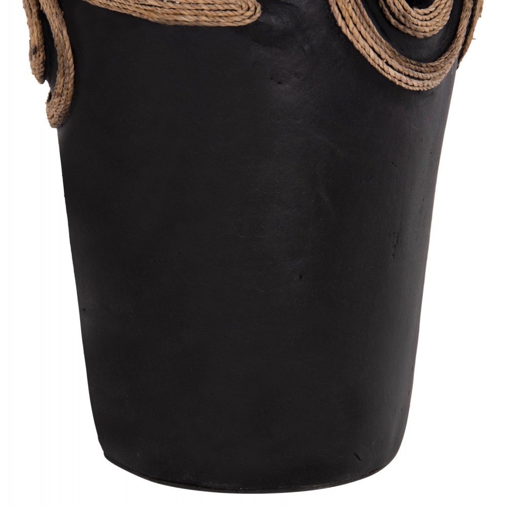Επιτραπέζιο διακοσμητικό βάζο "DEAN" από τερακότα σε χρώμα μαύρο Φ19x25