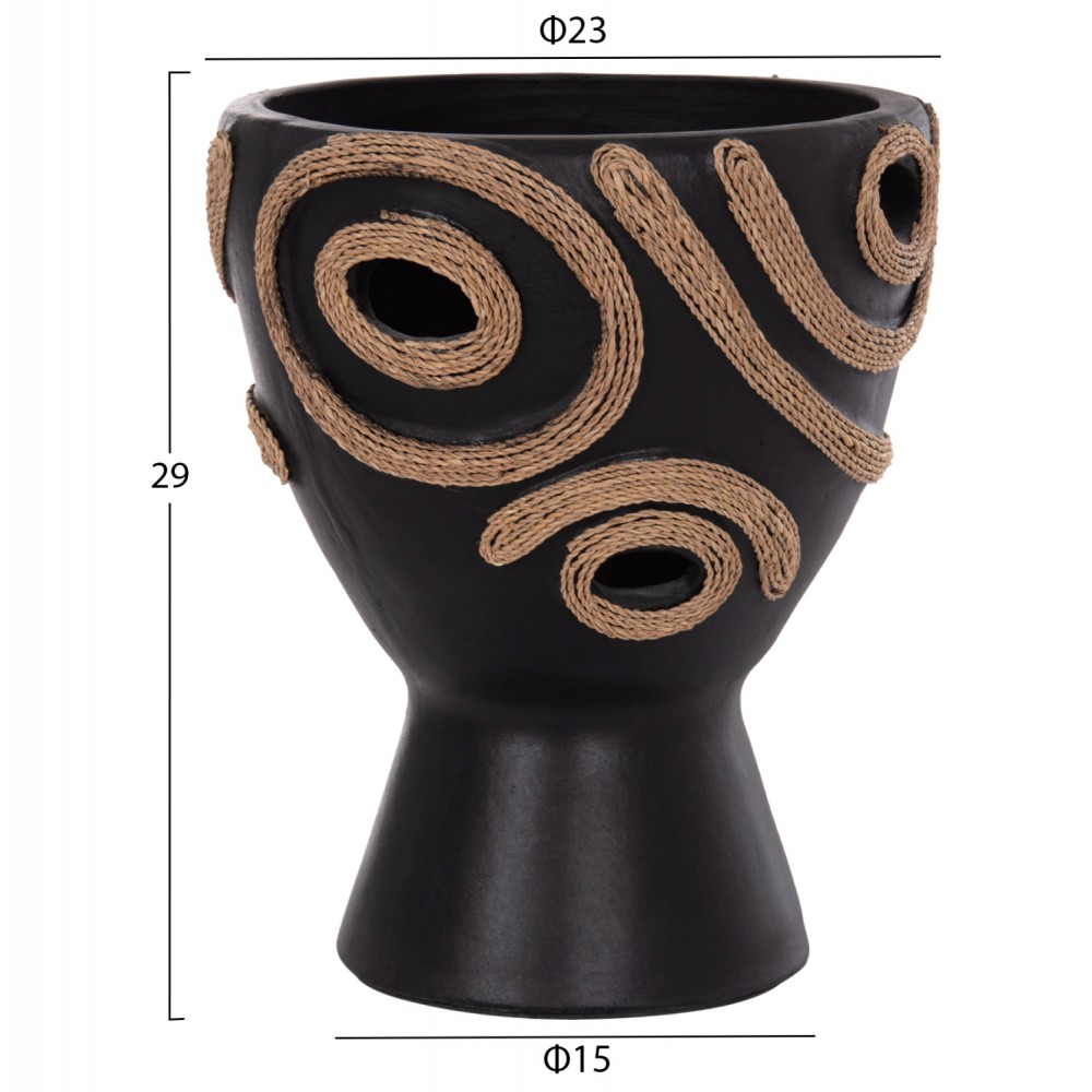 Επιτραπέζιο διακοσμητικό βάζο "DEAN" από τερακότα σε χρώμα μαύρο Φ23x29