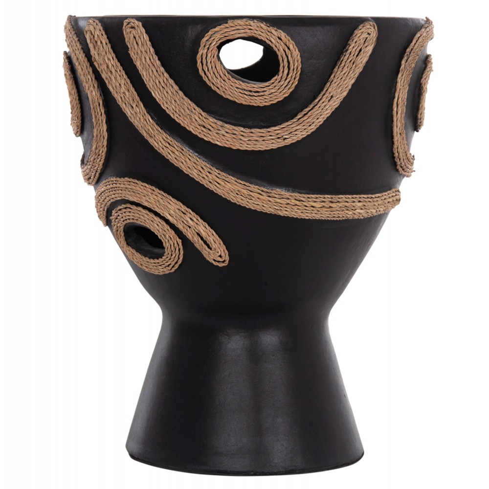 Επιτραπέζιο διακοσμητικό βάζο "DEAN" από τερακότα σε χρώμα μαύρο Φ23x29