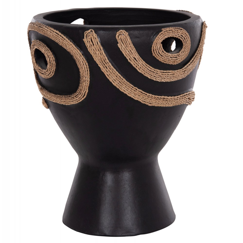 Επιτραπέζιο διακοσμητικό βάζο "DEAN" από τερακότα σε χρώμα μαύρο Φ23x29