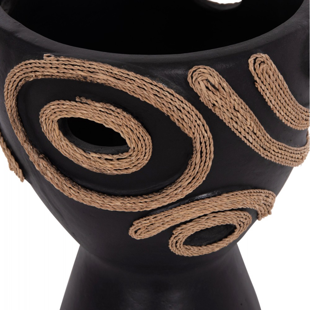 Επιτραπέζιο διακοσμητικό βάζο "DEAN" από τερακότα σε χρώμα μαύρο Φ23x29