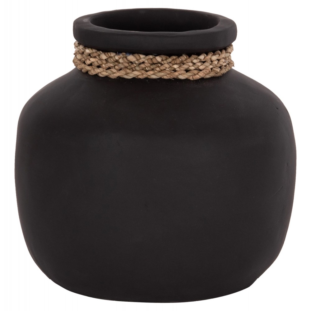 Επιτραπέζιο διακοσμητικό βάζο "CAMMER" από τερακότα σε χρώμα μαύρο Φ22x20