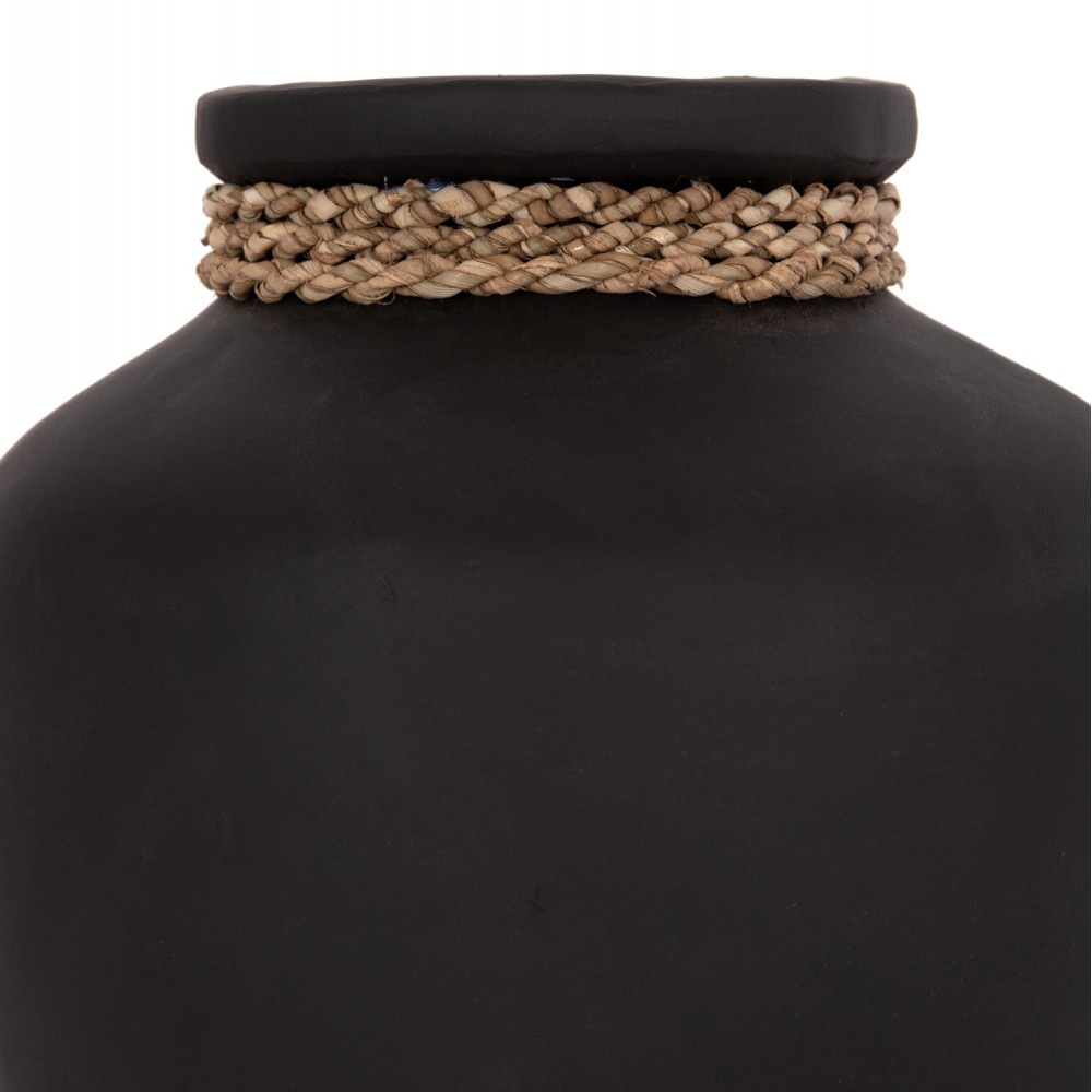 Επιτραπέζιο διακοσμητικό βάζο "CAMMER" από τερακότα σε χρώμα μαύρο Φ22x20