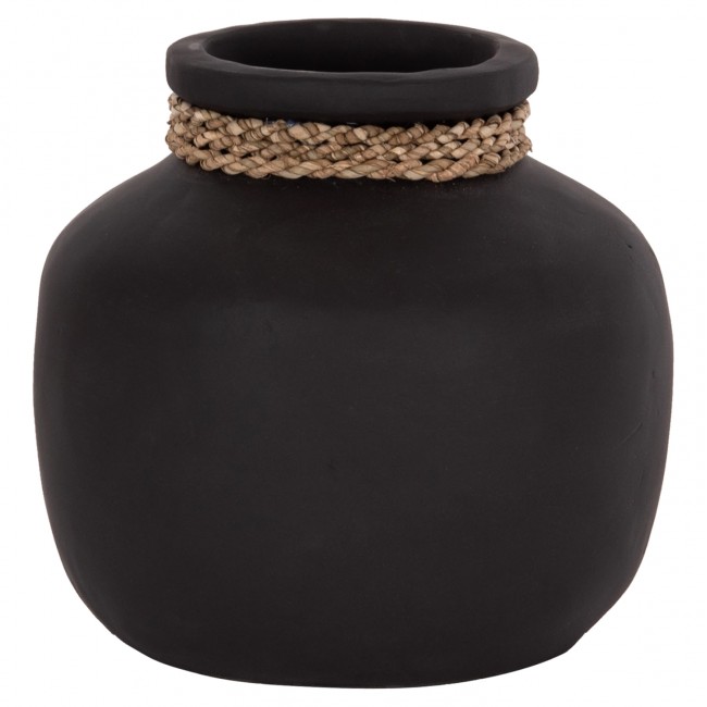 Επιτραπέζιο διακοσμητικό βάζο "CAMMER" από τερακότα σε χρώμα μαύρο Φ22x20