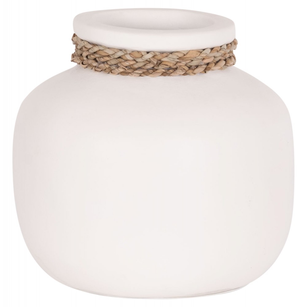 Επιτραπέζιο διακοσμητικό βάζο "CAMMER" από τερακότα σε χρώμα λευκό Φ22x20