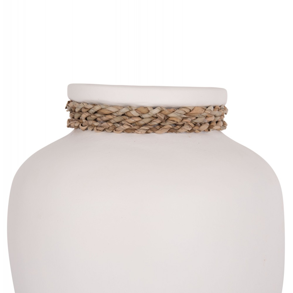Επιτραπέζιο διακοσμητικό βάζο "CAMMER" από τερακότα σε χρώμα λευκό Φ22x20