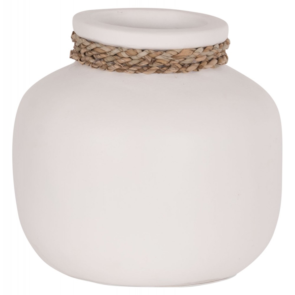 Επιτραπέζιο διακοσμητικό βάζο "CAMMER" από τερακότα σε χρώμα λευκό Φ22x20