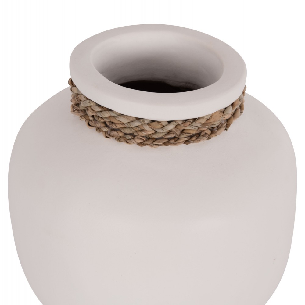 Επιτραπέζιο διακοσμητικό βάζο "CAMMER" από τερακότα σε χρώμα λευκό Φ22x20