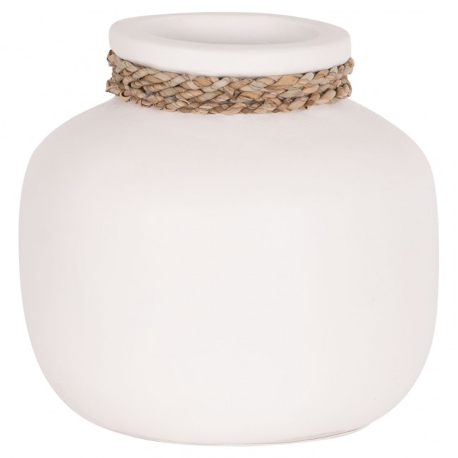 Επιτραπέζιο διακοσμητικό βάζο "CAMMER" από τερακότα σε χρώμα λευκό Φ22x20