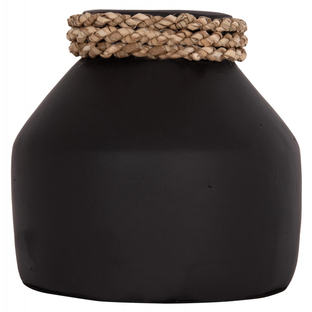 Επιτραπέζιο διακοσμητικό βάζο "CAMMER" από τερακότα σε χρώμα μαύρο Φ16x15