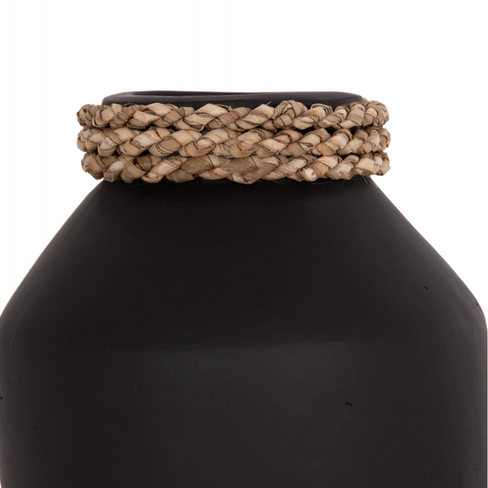 Επιτραπέζιο διακοσμητικό βάζο "CAMMER" από τερακότα σε χρώμα μαύρο Φ16x15