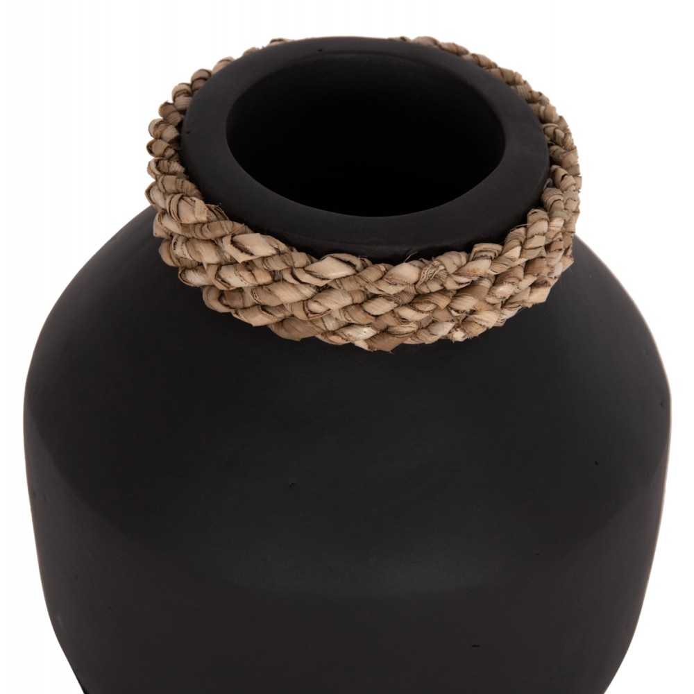 Επιτραπέζιο διακοσμητικό βάζο "CAMMER" από τερακότα σε χρώμα μαύρο Φ16x15