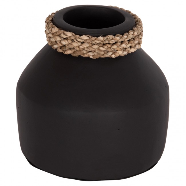 Επιτραπέζιο διακοσμητικό βάζο "CAMMER" από τερακότα σε χρώμα μαύρο Φ16x15