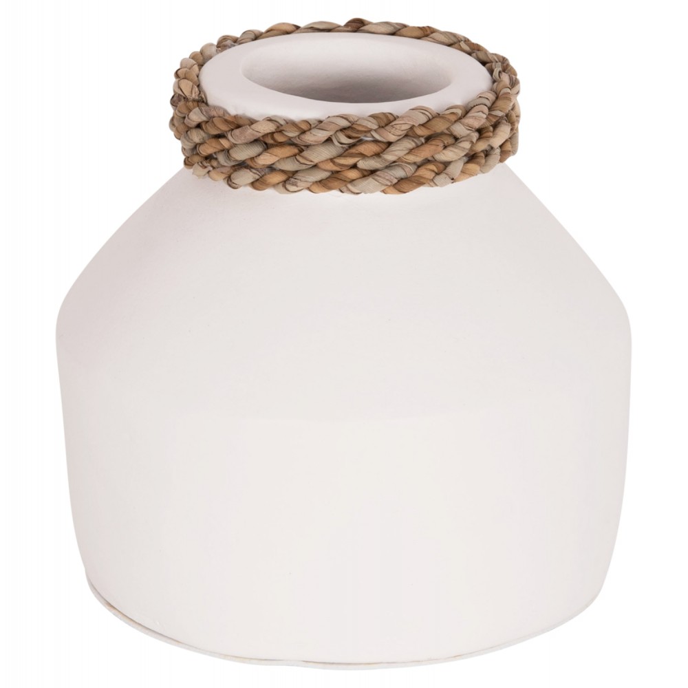 Επιτραπέζιο διακοσμητικό βάζο "CAMMER" από τερακότα σε χρώμα λευκό Φ16x15